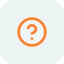 An orange question mark icon inside a light blue rounded square