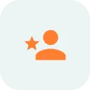 Orange person silhouette with a small star to the left.